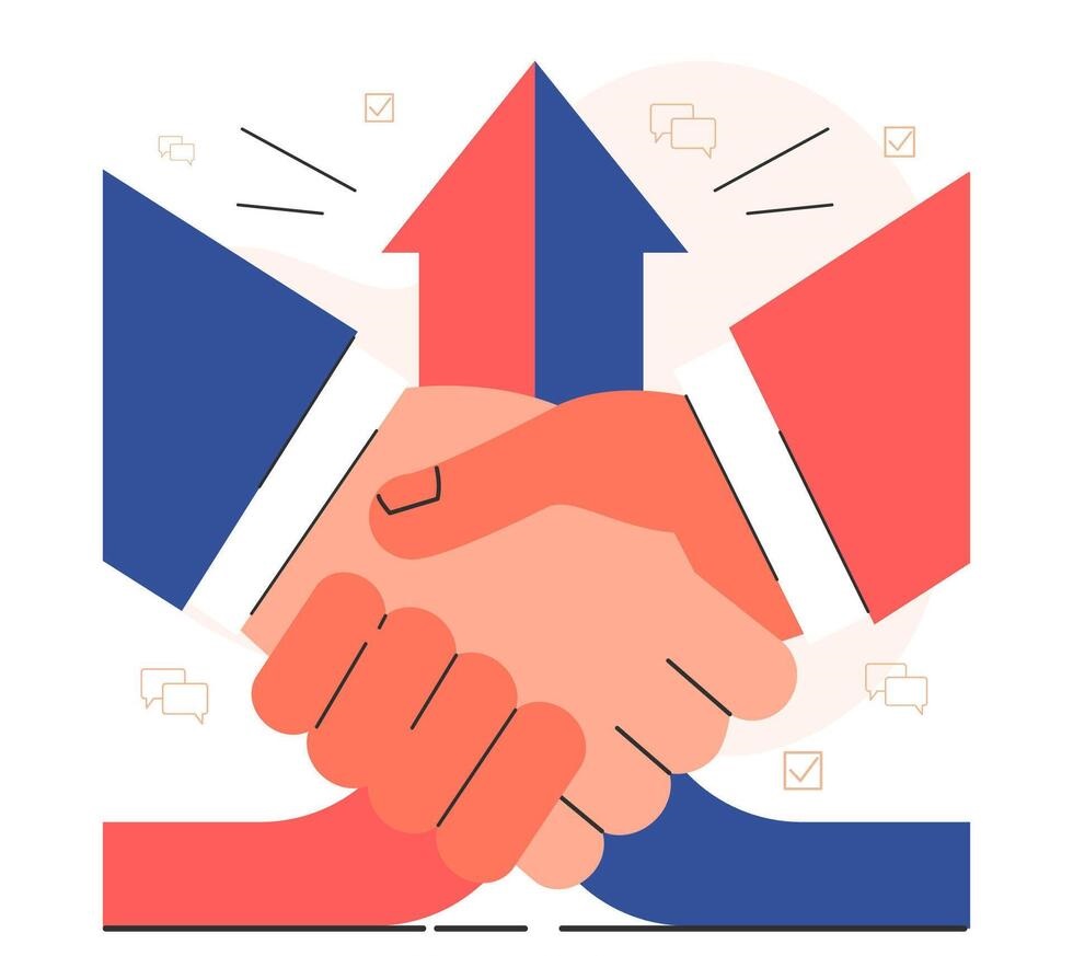 negotiations employees finding consensus negotiation handshake vector